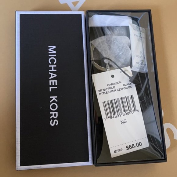 Men`s Harrison Signature Logo Black Bottle Opener Key Fob Black - Picture 5 of 12